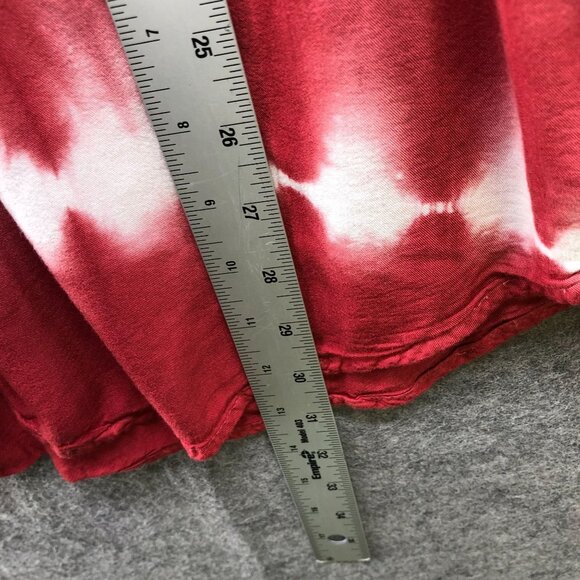 Torrid Twill Button Up Shirt Womens 2X Red White Tie Dye Long Sleeve Rayon - Picture 9 of 9